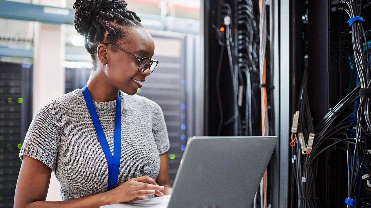 woman in server room